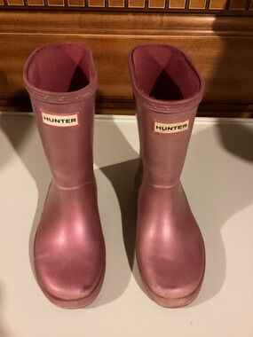 Hunter Classic Kids 12 Rain Boots Dark Pink Burgundy